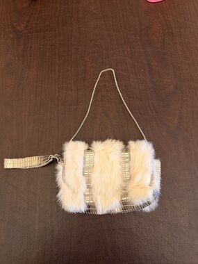 Y2K Armani Exchange fur metal chain bag